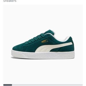 Puma Suede Emerald and White Sneakers